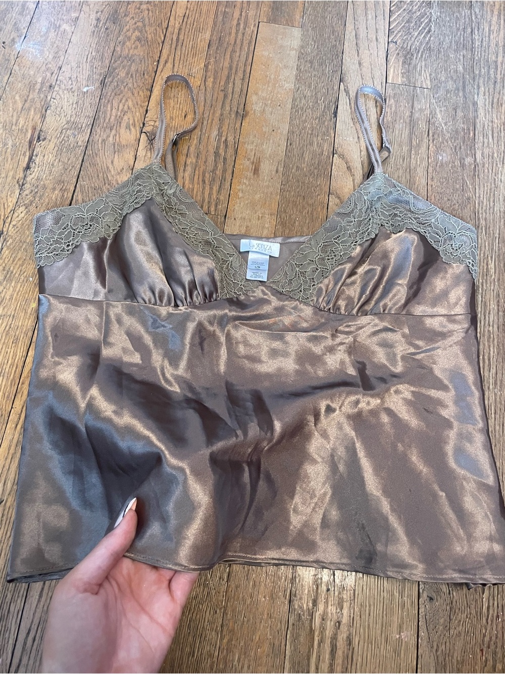 La SENZA Taupe Satin Lace Trim Camisole